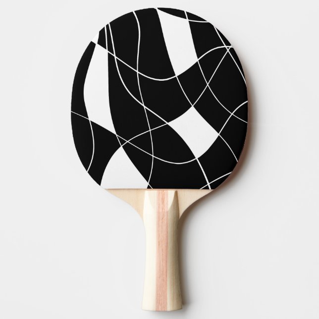 modern svart-vit abstrakt mönster pingisracket (Framsidan)