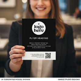 Modern svart-vit anpassad logotyp QR-kod för föret Flygblad
