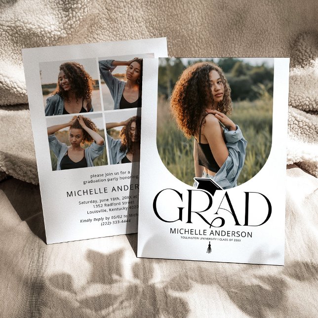 Modern svart-vit arkitektonisk fotograduation inbjudningar (Skapare uppladdad)