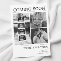 Modern svart-vit babyfoto graviditetsuppenbarelse