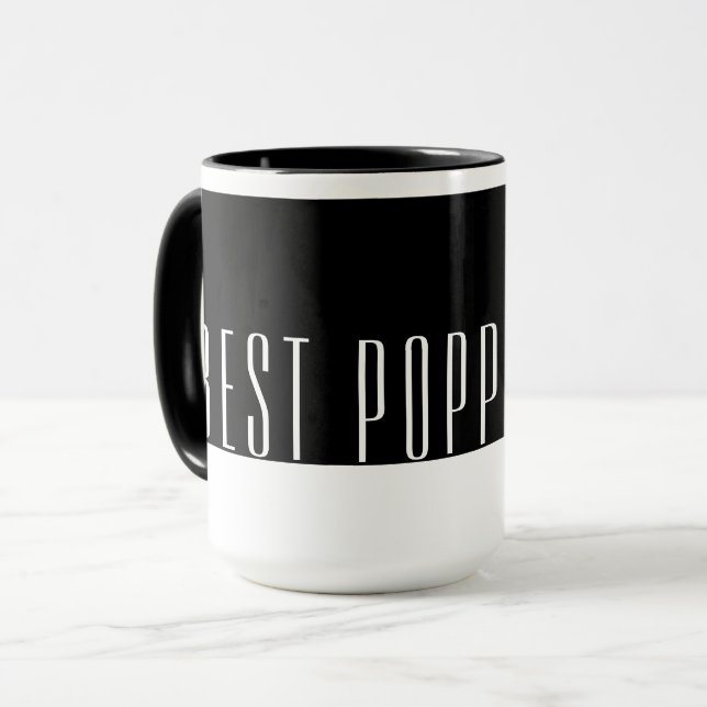 Modern svart & vit bästa POPPY någonsin  Mugg (Framsida vänster)