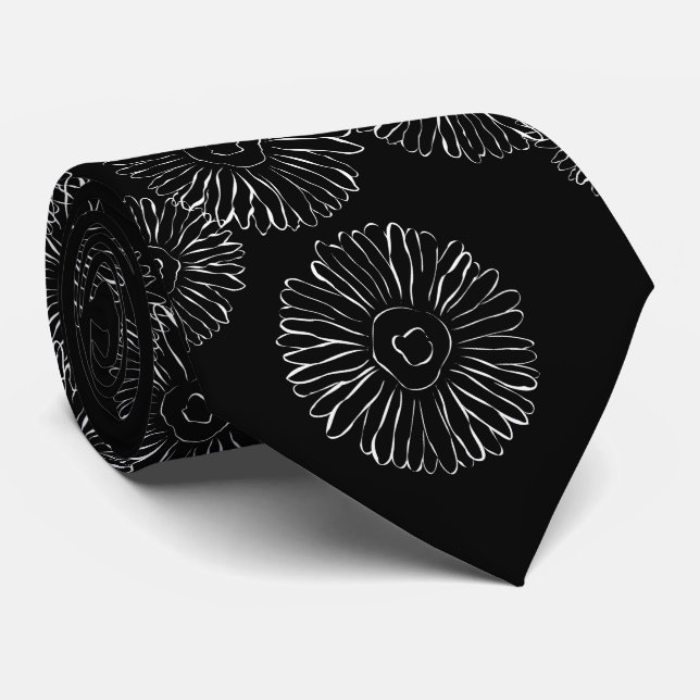 Modern svart-vit boho chic tusenskönemönster  slips (Rullad)