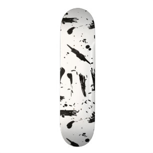 Modern svart vit borstar slår splatters målar skateboard bräda 19,5 cm