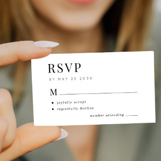 Modern svart-vit bröllopsbudget RSVP Tilläggskort