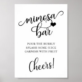 Modern svart vit bröllopsdusch fest MIMOSA BAR Poster