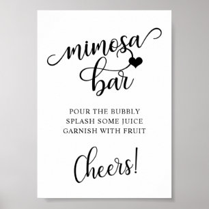 Modern svart vit bröllopsdusch fest MIMOSA BAR Poster