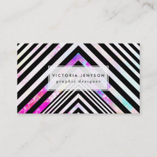 Modern svart vit Chevron Rosa Teal Clouds Nebula Visitkort