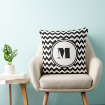 Modern svart-vit chevronmonogram