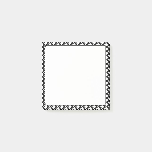 Modern svart-vit cirkelgittermönster  post-it block (Framsida)