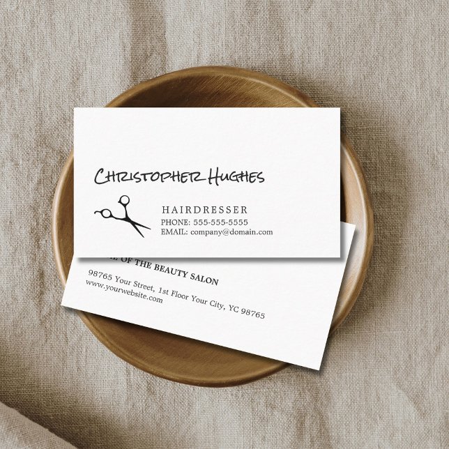 Modern svart, vit Elegant, svart, vit hårslips Visitkort (Skapare uppladdad)