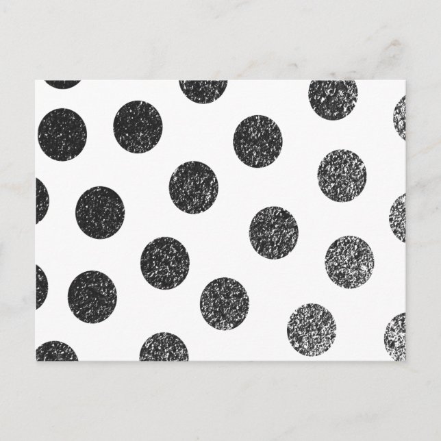 Modern svart vit faux glitter polka dots mönster vykort (Framsida)