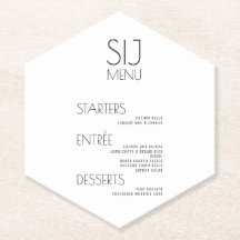 Modern, svart, vit, fet Bröllop-meny