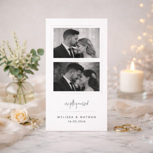 Modern svart-vit fotobokmärke Save the Date Spara Datumet