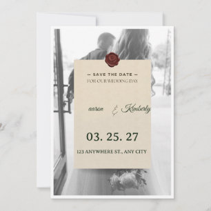 Modern svart-vit fotograferad Save the Date-kort Inbjudningar