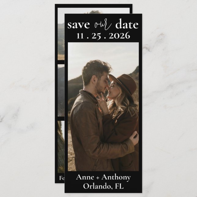 Modern svart-vit fyrfoto spara datum spara datumet (Fram/baksida)