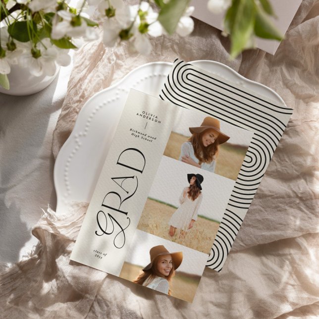 Modern svart vit geometri, 3 foto studenten meddelande (Skapare uppladdad)