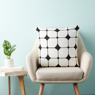 Modern svart, vit geometri i mitten av århundradet kudde