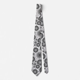 Modern svart-vit geometrisk blomma solstrålning slips