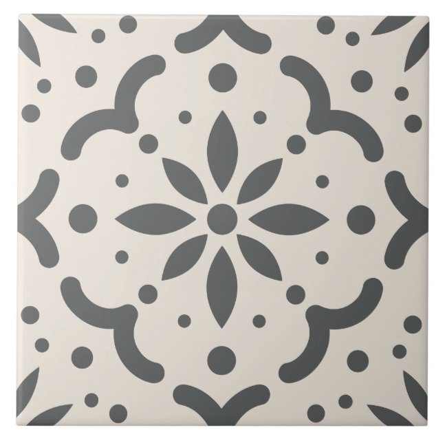 Modern svart vit geometrisk DIY Kakelplatta (Framsidan)