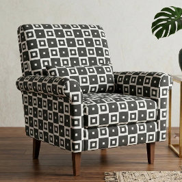 Modern svart-vit geometrisk fyrkantsmönster tyg