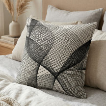 Modern svart vit geometrisk linje konst kastkudde