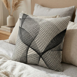 Modern svart vit geometrisk linje konst kastkudde kudde