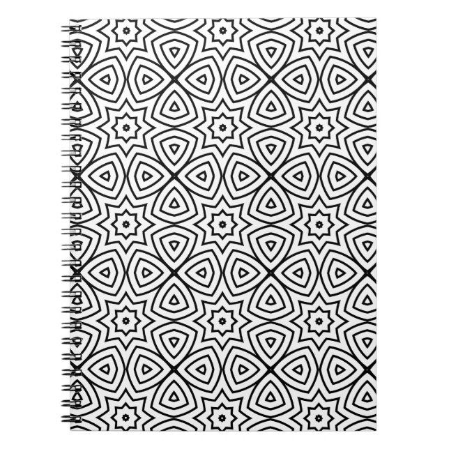 Modern svart-vit geometrisk mönster  anteckningsbok (Framsidan)