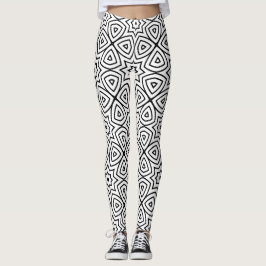 modern svart-vit geometrisk mönster leggings