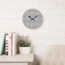 Modern svart-vit geometrisk mönster stor klocka