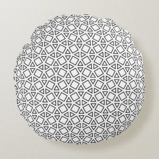 Modern svart-vit geometrisk triangelmönster rund kudde