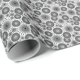 Modern Svart Vit Geometriska Blommor Stjärnexplosi Presentpapper