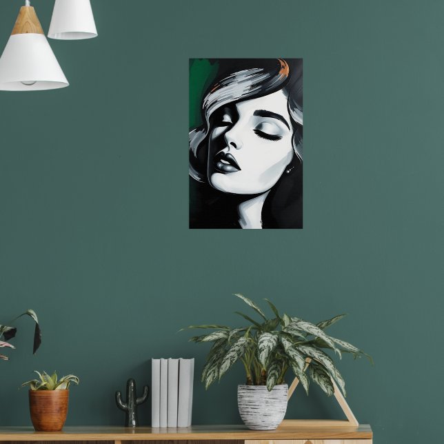 Modern svart & vit glamouraffisch poster (Vardagsrum 1)