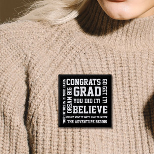 Modern svart vit Gratulerar Grad du gjorde Knapp