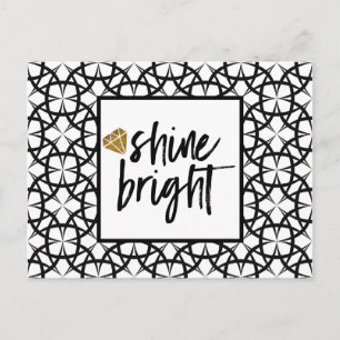 Modern svart, vit Guld Art Card Shine Vykort