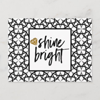 Modern svart, vit Guld Art Card Shine Vykort
