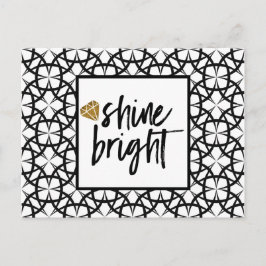 Modern svart, vit Guld Art Card Shine Vykort