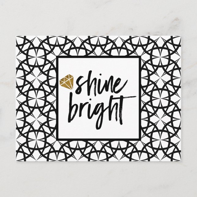 Modern svart, vit Guld Art Card Shine Vykort (Framsida)