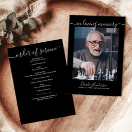 Modern svart & vit handskriven skrift Funeral Program