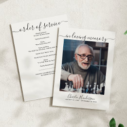 Modern svart & vit handskriven skrift Funeral Program