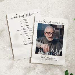 Modern svart & vit handskriven skrift Funeral Program