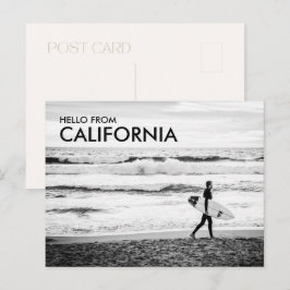 Modern svart & vit Hej från California Strand Vykort