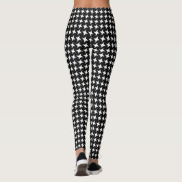 Modern svart-vit hundtandsmönster leggings