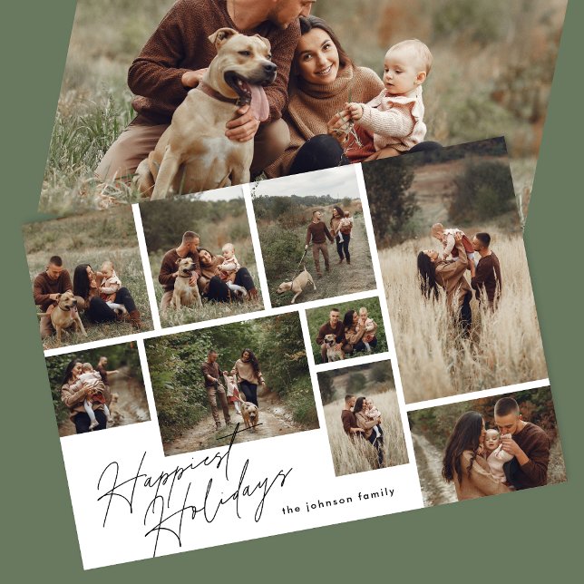 Modern svart vit jul 9 Photo Happiest Julkort (Skapare uppladdad)