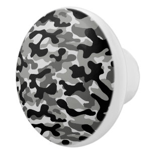 Modern svart-vit kamouflage-mönster knopp