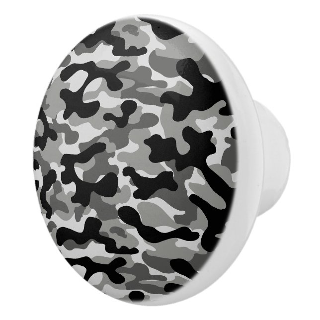Modern svart-vit kamouflage-mönster  knopp (Höger)