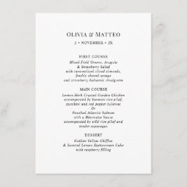 Modern svart, vit, klassisk mottagningsmeny meny