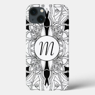 Modern svart-vit konstnärlig design med monogram