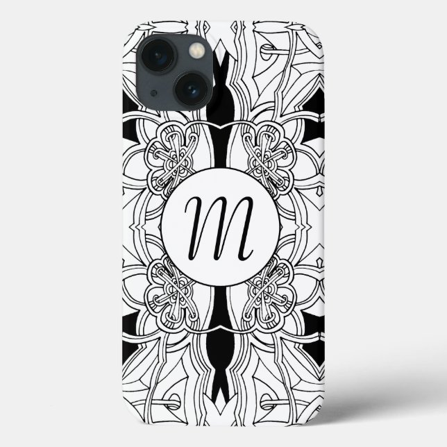 Modern svart-vit konstnärlig design med monogram (Baksida)