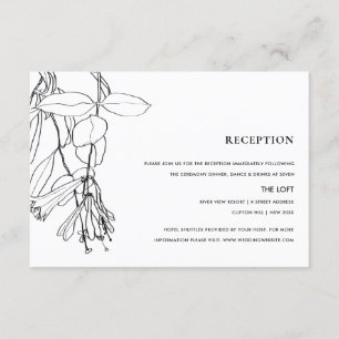 MODERN SVART VIT LINJETECKNING BLOMSTERRECEPTION TILLÄGGSKORT