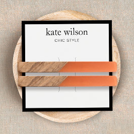 Modern svart, vit, liten hårklippskort, Visning Fyrkantigt Visitkort